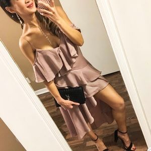 Special Occasion Blush Ruffled High Low Hem Dress